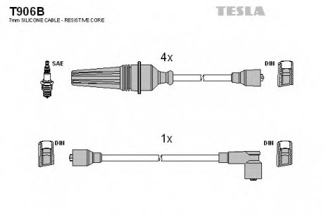 Комплект проводов зажигания TESLA T906B