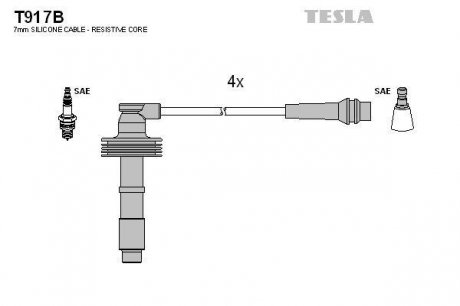 Комплект проводов зажигания TESLA T917B (фото 1)