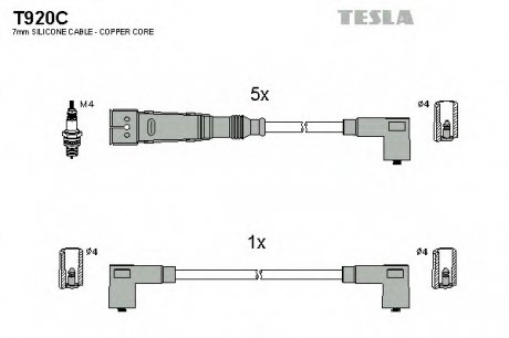 Комплект проводов зажигания TESLA T920C