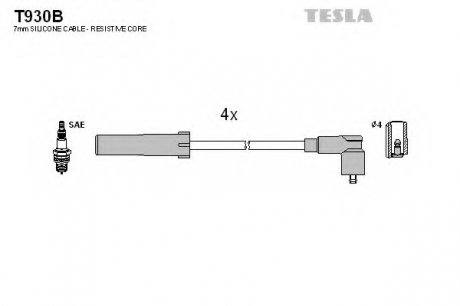 Комплект проводов зажигания TESLA T930B