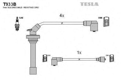 Комплект проводов зажигания TESLA T933B (фото 1)