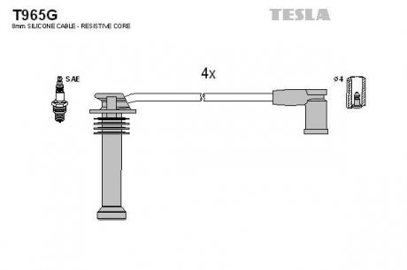 Комплект проводов зажигания TESLA T965G (фото 1)