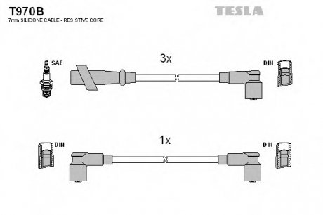 Комплект проводов зажигания TESLA T970B (фото 1)