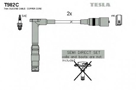 Комплект проводов зажигания TESLA T982C (фото 1)