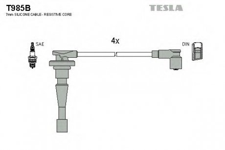 Комплект проводов зажигания TESLA T985B