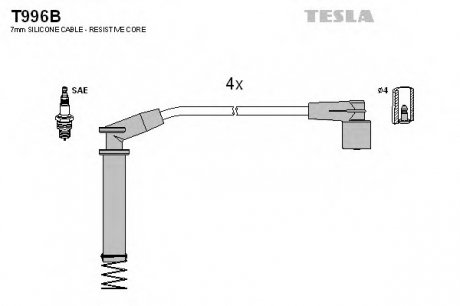 Комплект проводов зажигания TESLA T996B (фото 1)