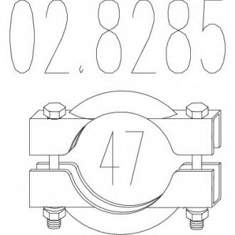 Хомут вихлопної системи біконічну (Діаметр 47 мм) MTS 02.8285