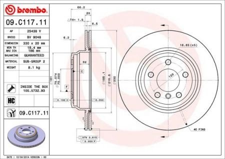 Тормозной диск Brembo 09.C117.11 (фото 1)