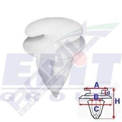 Кліпса обивки дв. (к-т:10 шт) размер:A = 13,8mm/B = 8,1mm/C = 15,1mm/d = 2,4mm/H = 20,4mm ELIT R 11033 (фото 1)