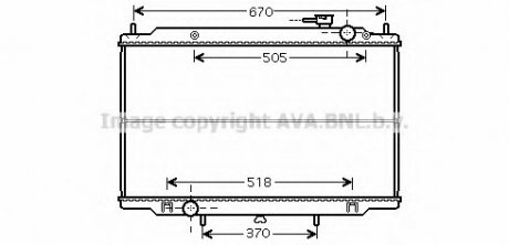 Радіатор охолодження NISSAN PICKUP D22-NP300 98+ (вир-во) AVA DN2266