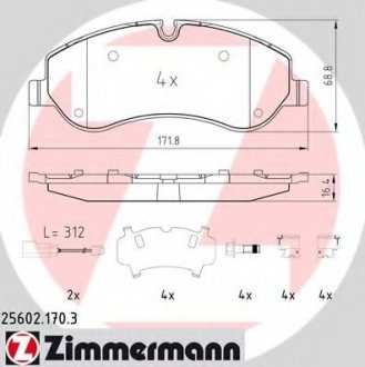 Колодки тормозные дисковые ZIMMERMANN 25602.170.3 (фото 1)