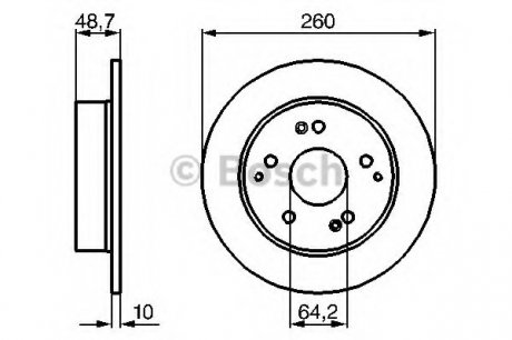 Тормозной диск задний HONDA Civic 2.0 Type R Hatchback/ VSA Hatchback [EU/EP] 09.2001-12.2005 0 986 479 225 BOSCH 0986479225