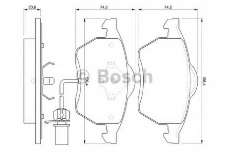 Тормозные колодки перед. (с датч.) VW Sharan 95-; FORD Galaxy 00-06; SEAT 0 986 494 035 BOSCH 0986494035