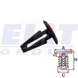 Клипса уплотнителя (к-т:10 шт) rozm:A= 12,6mm/B= 4,7mm/C= 7mm/d= 3,3mm/H= 16,8m ELIT R B14737