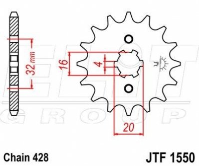 Передняя звезда c резиновой направляющей 13 зуб YZF125R`08-/ WR125R/X `09 ELIT 102-332-13