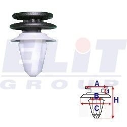 Клипса обивки двери (к-т:10 шт)rozm:A= 13mm/B= 8,5mm/C= 14mm/d= 2mm/H= 23mm ELIT C60353 (фото 1)