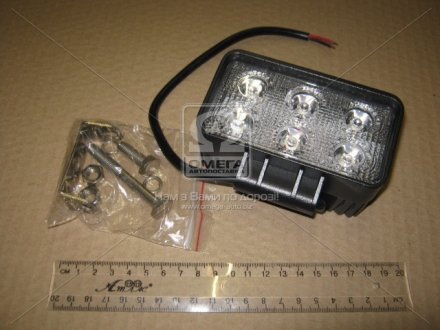 Фара LED прямокутна 18W, 6 ламп, 110*90мм, 1200Lm вузький промінь 12/24V 6000K (LITLEDA,) Jubana 453701045