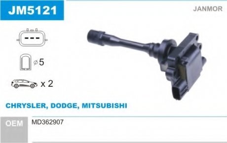 Катушка зажигания Mitsubishi OUTLANDER 2.4 4WD; 4G69 JANMOR JM5121