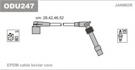 Провода зажигания (EPDM) Opel ASTRA G 1.6 (Z16SE) JANMOR ODU247