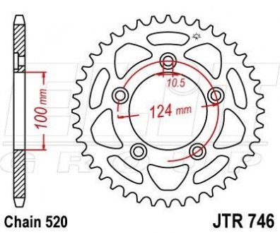 Звезда задняя 46 зуб - Ducati Scrambler/Monster821 ELIT 115-456-46