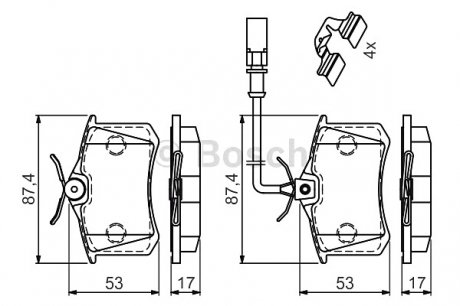 Тормозные колодки дисковые, к-кт. BOSCH 0 986 494 599