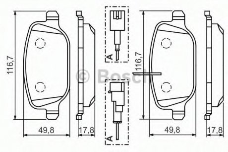 Тормозные колодки дисковые, к-кт. BOSCH 0 986 494 466