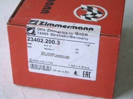 Колодки тормозные передні ZI ZIMMERMANN 23402.200.3