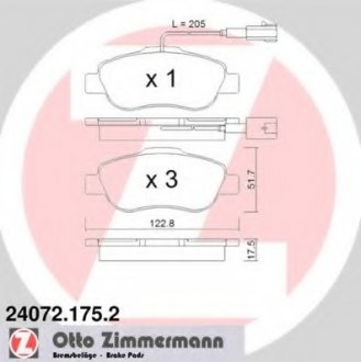 Колодки тормозные дисковые ZI ZIMMERMANN 24072.175.2 (фото 1)