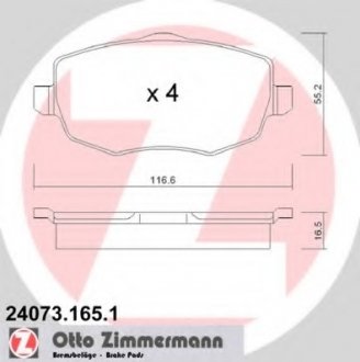 Колодки тормозные дисковые ZI ZIMMERMANN 24073.165.1