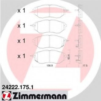 Колодки тормозные дисковые ZI ZIMMERMANN 24222.175.1 (фото 1)