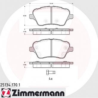 Колодки тормозные дисковые ZI ZIMMERMANN 25134.170.1 (фото 1)