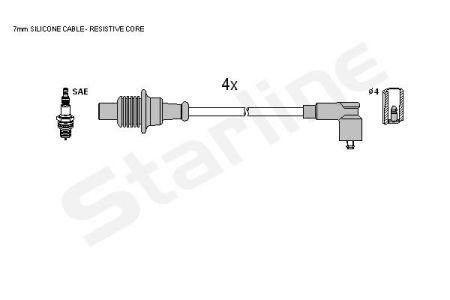 Комплект высоковольтных проводов STAR LINE ZK 4884 (фото 1)