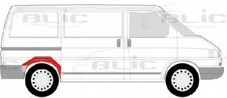 Ремонтна частина крила задн Прав (коротка модель) VW TRANSPORTER T4 07.90-04.03 BLIC 6504039558592P