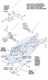 Сайлентблок рычага (заднего/верхнего) Opel Vectra С 1.9CDTI/2.0DTI 02- (47,50x14,00) BELGUM PARTS BG1502