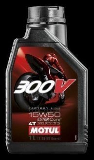СПОРТИВНОЕ МОТОРНОЕ МАСЛО Для МОТОЦИКЛОВ 300V 4T FL ROAD RACING 15W-50 1Л Motul 104125