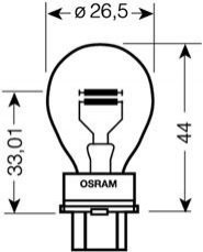 Лампа накаливания ЖЕЛТЫЙ СВЕТ PY27/7W 12V 27/7W W2.5x16q 2500K OSRAM 4052899178731 (фото 1)