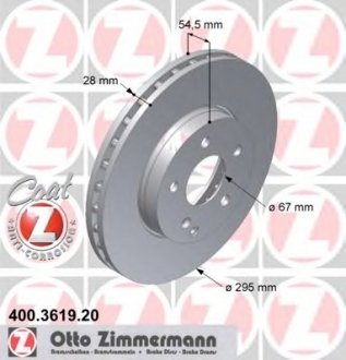 Диск тормозной вентильований,Coat ZE-CLASS (W211-S211) ZIMMERMANN 400361920 (фото 1)