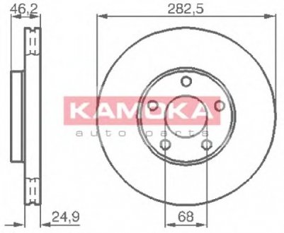 Тормозной диск передний вентильований VW PASSAT 96 KAMOKA 1032028 (фото 1)