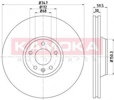 Тормозной диск передній вентильований, AUDI A6 04- KAMOKA 1032476