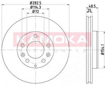 Тормозной диск передний вентильований, MAZDA 6 I 0 KAMOKA 1032420