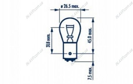 Лампа автомобильная стопов габарита 12V 21/5W (2 контакта) NARVA 17916
