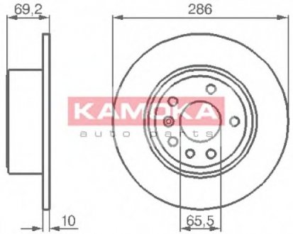 Тормозной диск задний цельный OPEL VECTRA B 95-03 KAMOKA 1031622 (фото 1)