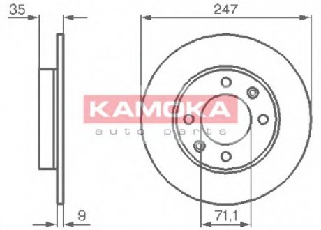 Тормозной диск задний цельный, CITROEN BERLINGO 9 KAMOKA 1032356 (фото 1)