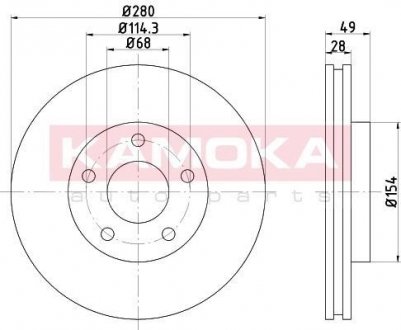 Тормозной диск передний вентильований, NISSAN MAX KAMOKA 1032498 (фото 1)