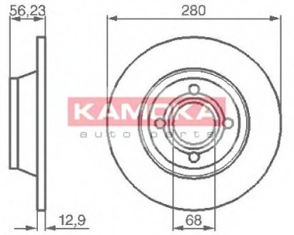 Тормозной диск передний цельный AUDI 80 (B4) 91-9 KAMOKA 1031036