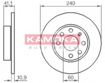 Тормозной диск передний цілісний OPEL CORSA C 00-> KAMOKA 1032258