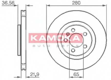 Тормозной диск передний вентилируемый AUDI A3 96 KAMOKA 1031856
