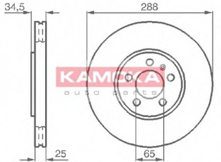 Тормозной диск передний вентильований AUDI A3 96 KAMOKA 1032442 (фото 1)