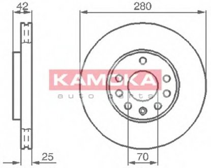 Тормозной диск передний вентильований OPEL ASTRA KAMOKA 1032082 (фото 1)