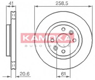 Тормозной диск передний вентилируемый RENAULT 19 KAMOKA 1032192